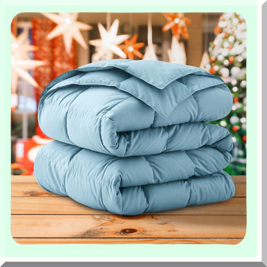 Summer Breeze Featherlight Down Blanket - Light Blue, 21.7oz Fill, 108X88 - Ultra Soft Lightweight Comforter for a Cool Night's Sleep