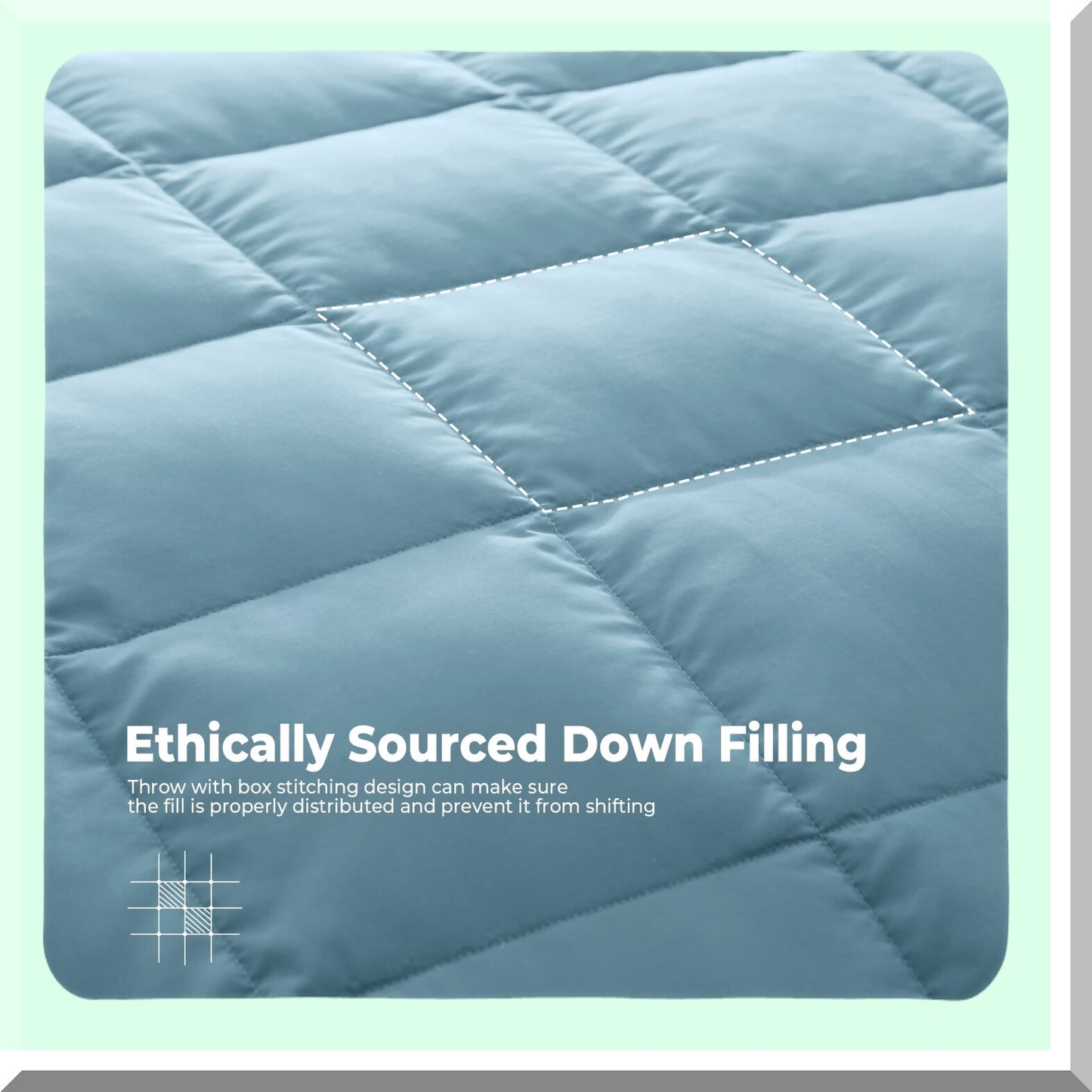 Summer Breeze Featherlight Down Blanket - Light Blue, 21.7oz Fill, 108X88 - Ultra Soft Lightweight Comforter for a Cool Night's Sleep