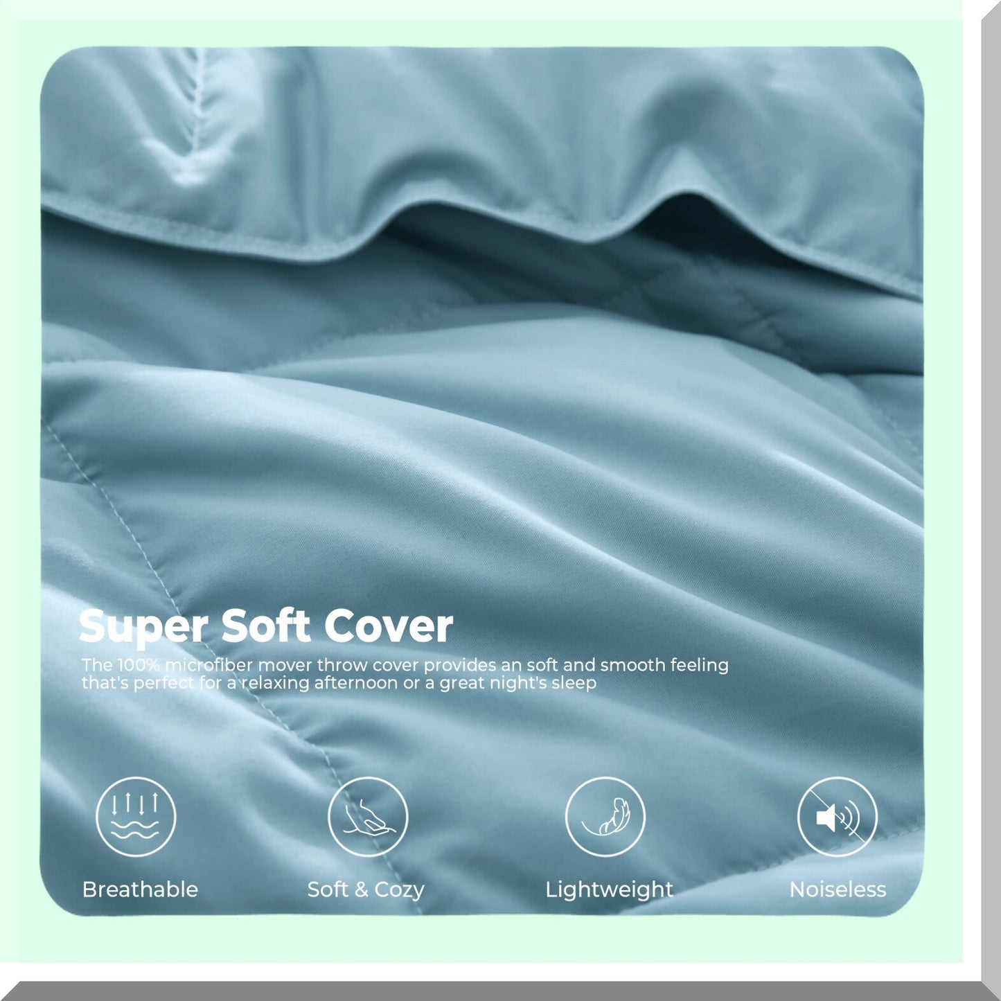 Summer Breeze Featherlight Down Blanket - Light Blue, 21.7oz Fill, 108X88 - Ultra Soft Lightweight Comforter for a Cool Night's Sleep