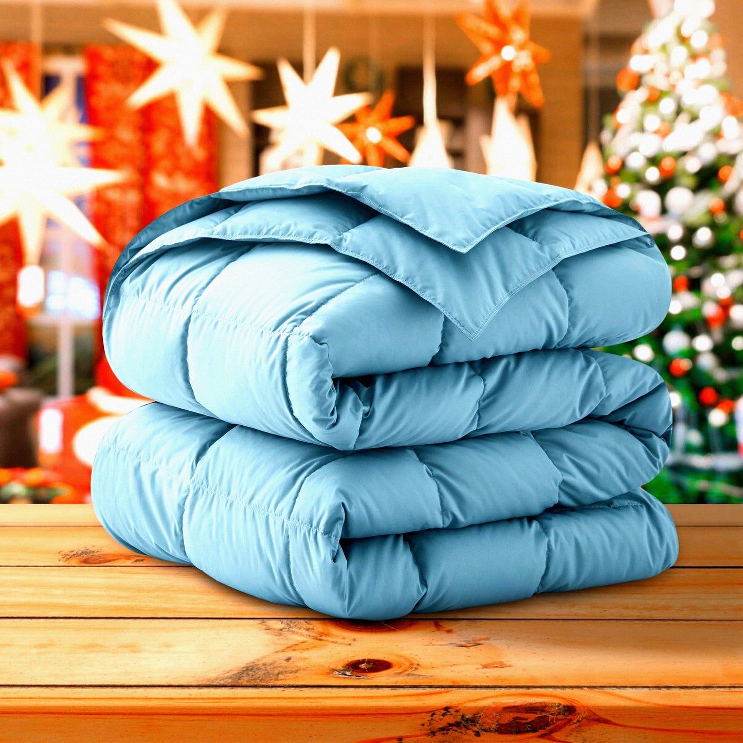 Summer Breeze Featherlight Down Blanket - Light Blue, 21.7oz Fill, 108X88 - Ultra Soft Lightweight Comforter for a Cool Night's Sleep