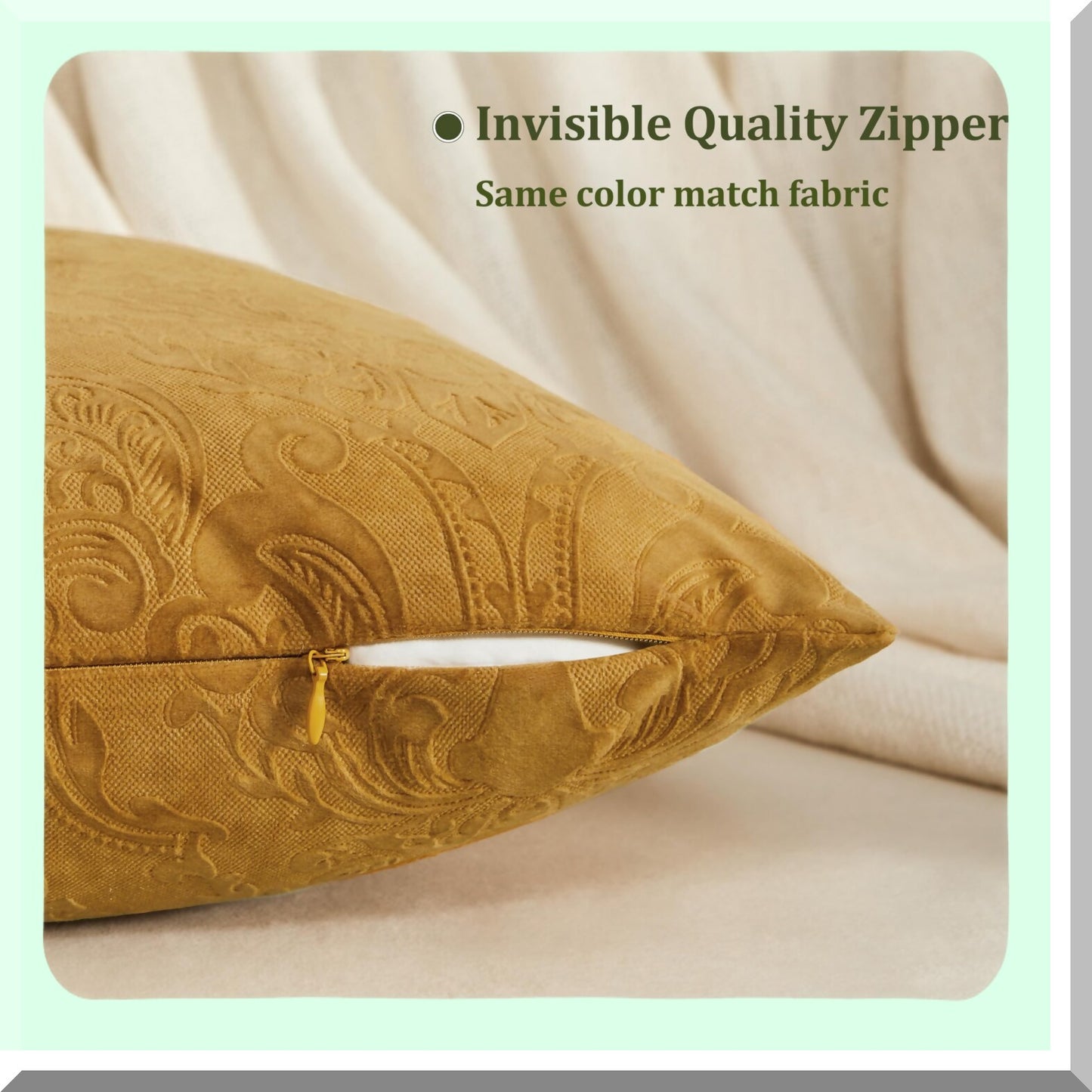 Luxury Velvet Flower Embossed Pillow Covers - Pack of 2 Brown Gold Decorative Throw Pillows 18x18 for Couch Sofa - Soft Pillowcase