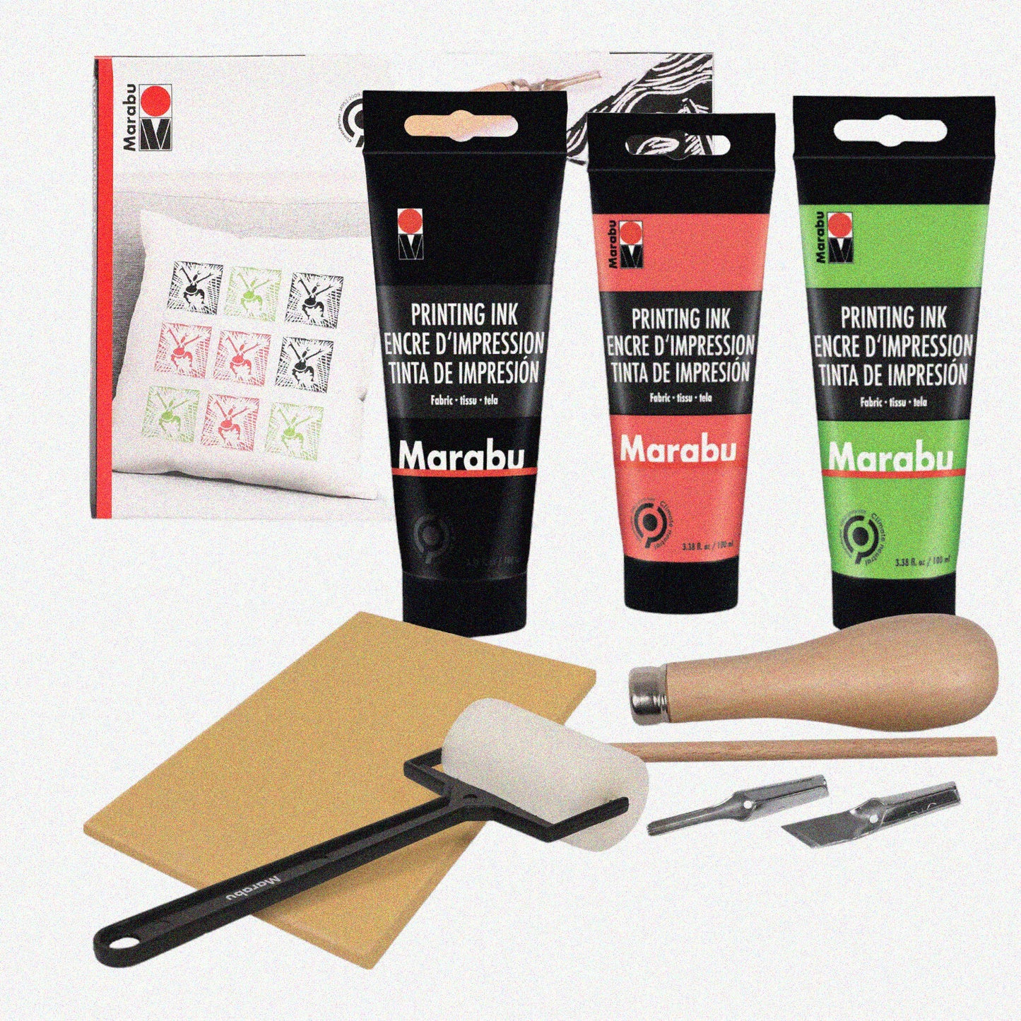 Printmaking Kit with Ink, Cutter, Rubber Block, Roller