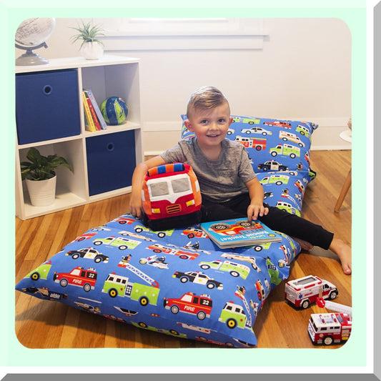 Superhero Sleepover Pillow Lounger - Kids Microfiber Floor Lounger for Boys and Girls, Travel-Friendly and Perfect for Sleepovers. Standard Size Pillows Not Included.