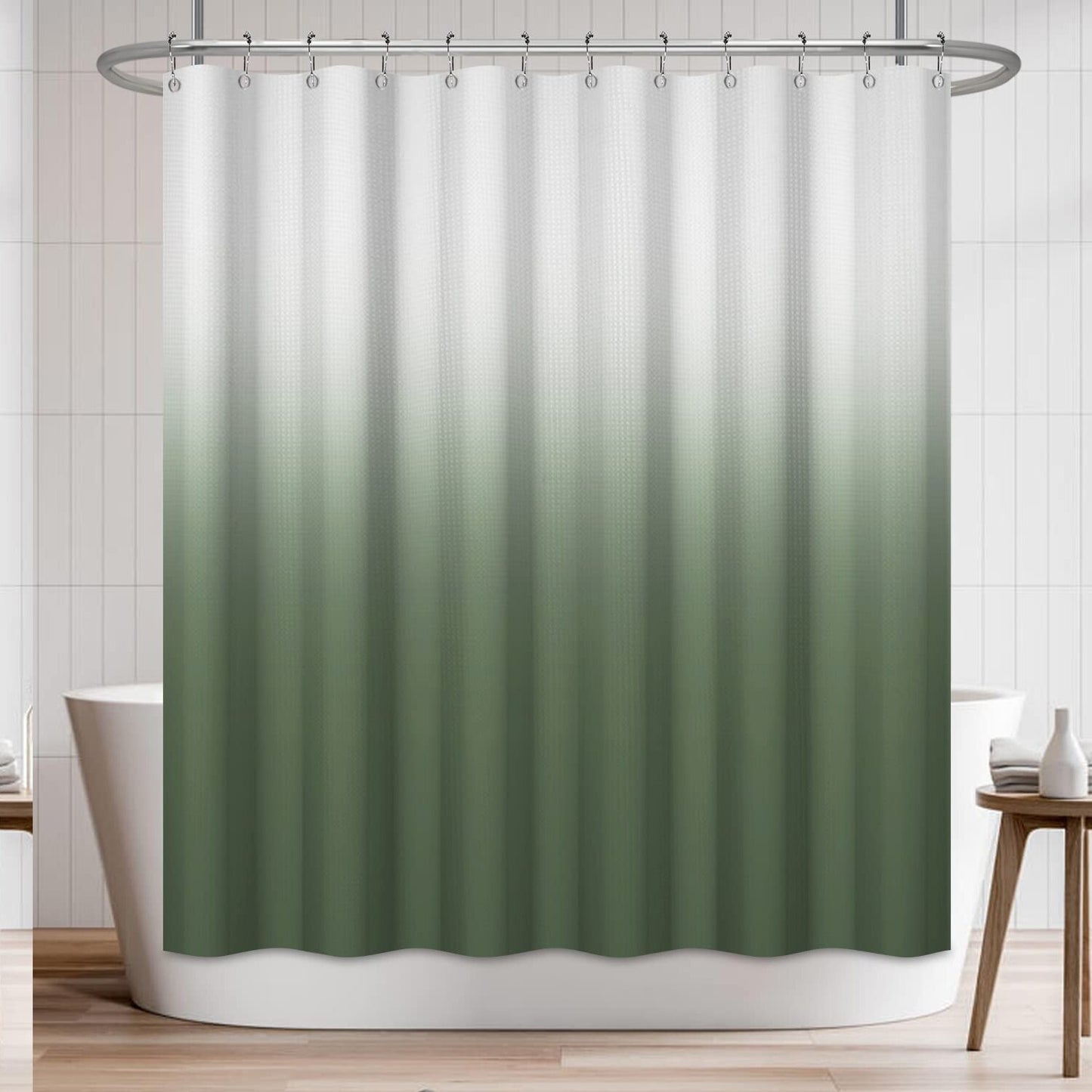 Sage Green Waffle Shower Curtain 72x72 inches