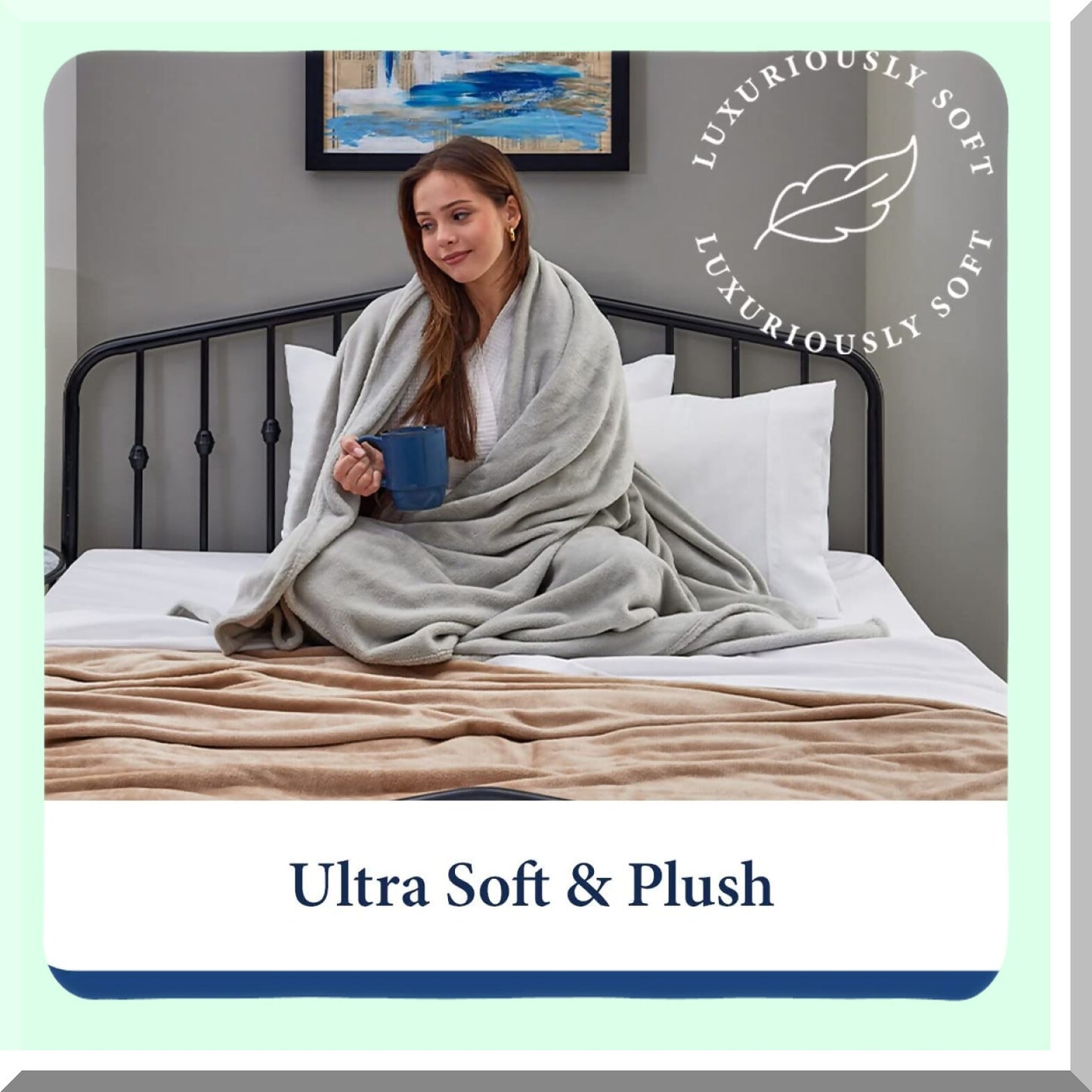 CozyComfort 1500 All-Season Fleece Blanket - Soft, Breathable, Fresh, Full/Queen, Cream