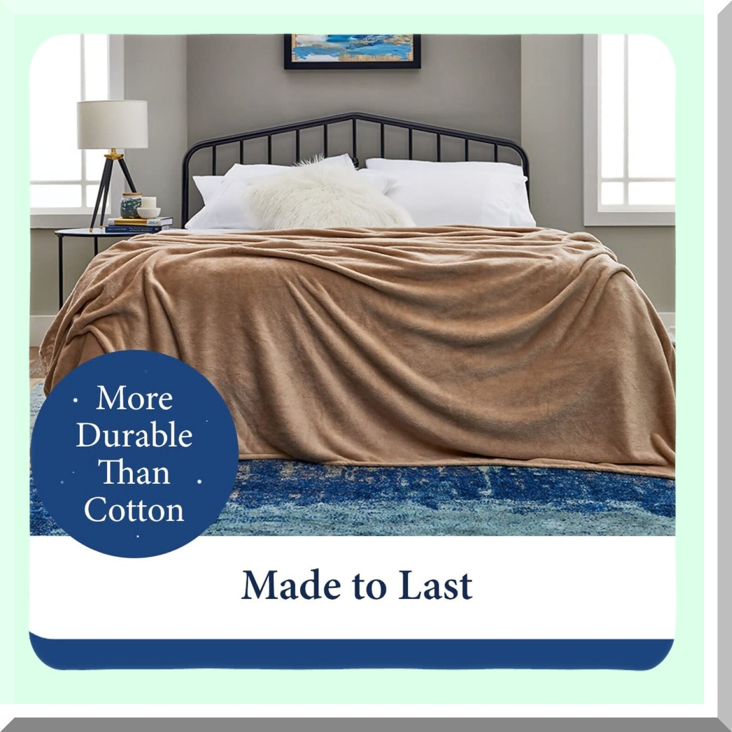 CozyComfort 1500 All-Season Fleece Blanket - Soft, Breathable, Fresh, Full/Queen, Cream