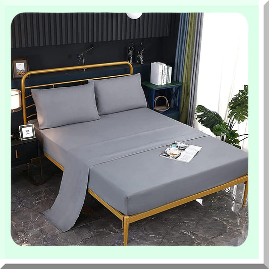 Luxury Grey Hotel Bedding Set - Full Size 4 Piece Sheets & Pillowcases Bundle - Wrinkle Fade Stain Resistant - 1 Flat Sheet, 1 Fitted Sheet, 2 Pillowcases - 14" Deep Pocket