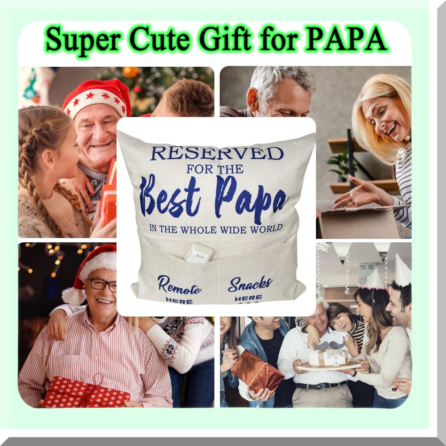 Grandkids Love Papa Throw Pillow Covers - 18x18 Inch, Perfect Papa Dad Gifts for Birthday, Anniversary, Fathers Day & Thanksgiving Day - Set of 2