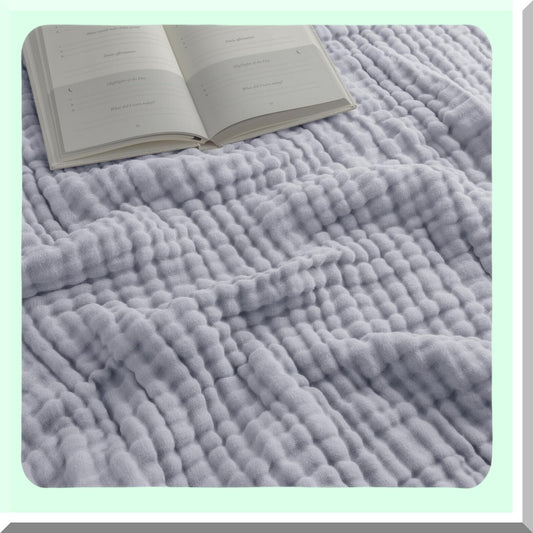 CoolComfort Queen Muslin Blanket - Extra Large 90x90, 6-Layer Breathable Cotton Softness, Perfect for Bedroom & Living Room, Slate Grey