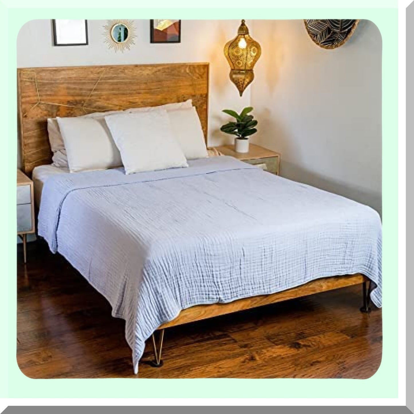 CoolComfort Queen Muslin Blanket - Extra Large 90x90, 6-Layer Breathable Cotton Softness, Perfect for Bedroom & Living Room, Slate Grey