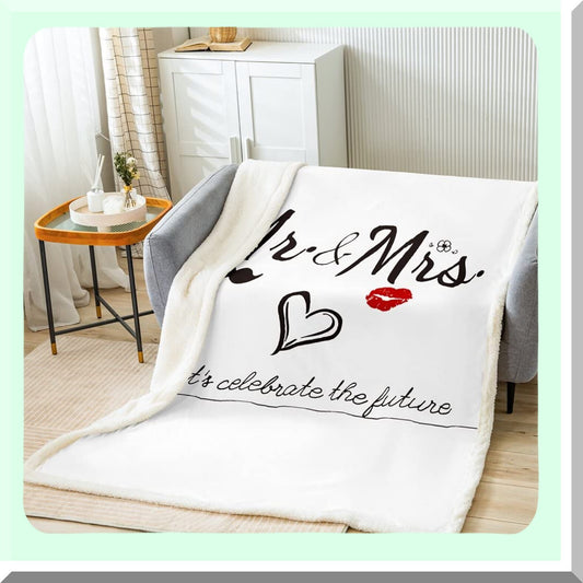 CozyCouple Sherpa Throw - Wedding Edition: Plush Fleece Blanket with Funny Quotes, Perfect for Sofa, Bed, or Couch - Ideal Bride and Groom Gift, 50x60 Inch