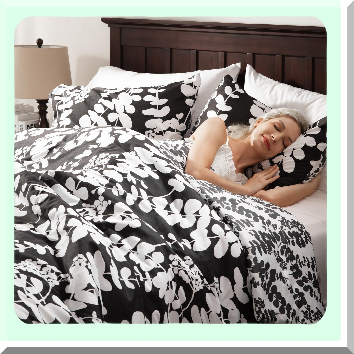 Breathable Floral Comforter Set - Lightweight All Season Farmhouse Bedding with Matching Shams - Cal Black 3 Piece Reversible Microfiber Comforters