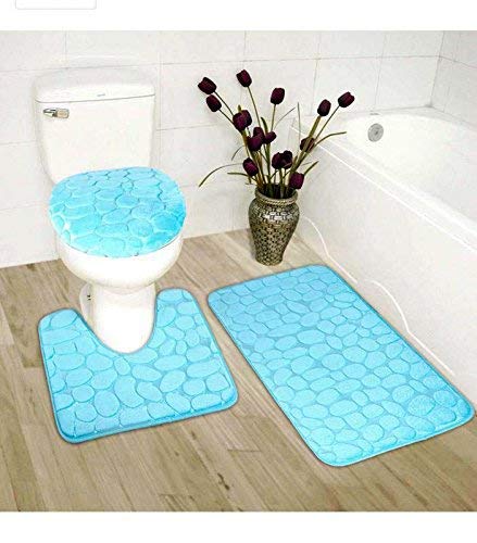 3 Piece Turquoise Bathroom Rug Set