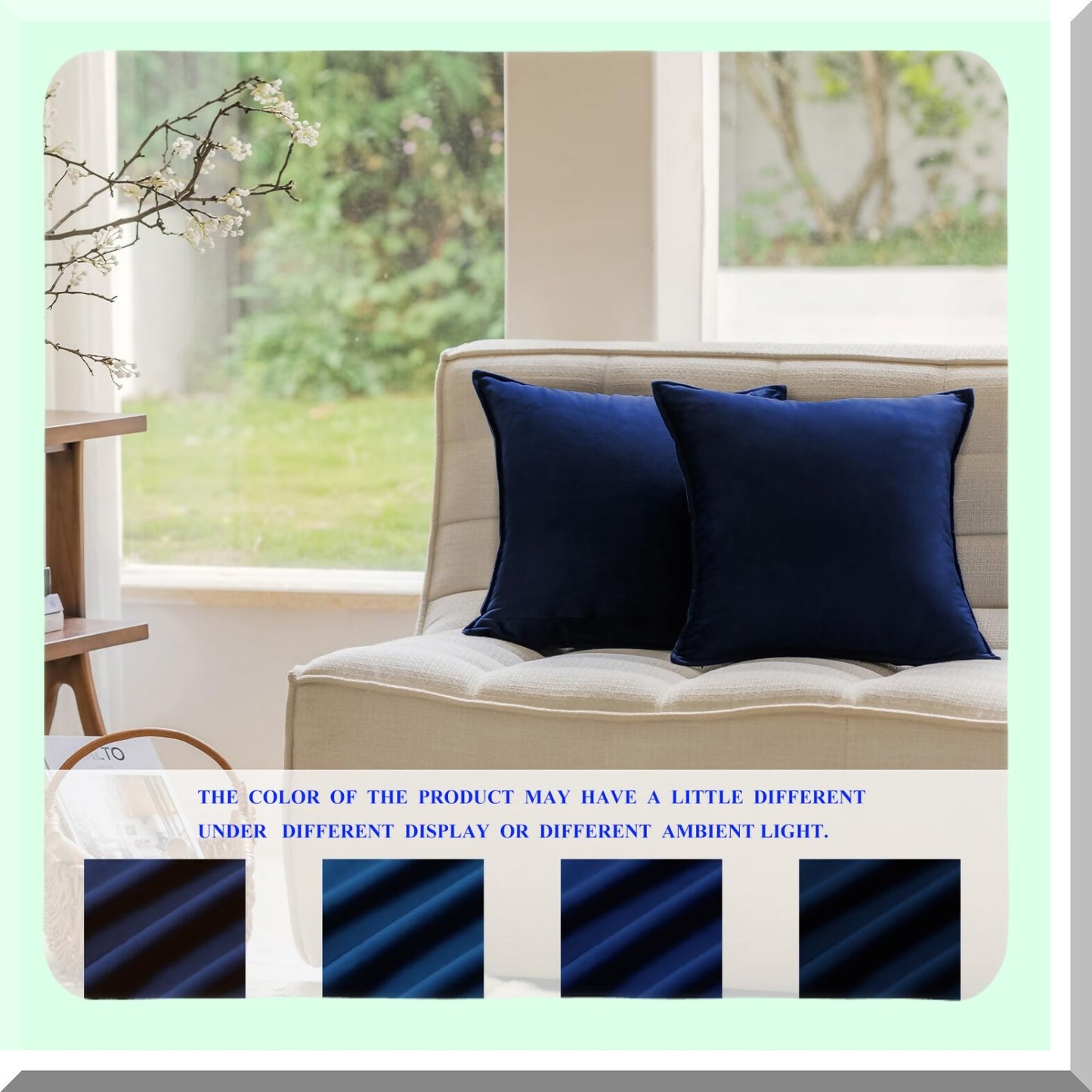 Navy Blue Velvet Throw Pillow Covers - Set of 2 | Soft Decorative Cushion Covers for Couch, Sofa, Bed | 18x18 Inches Square | Living Room, Car