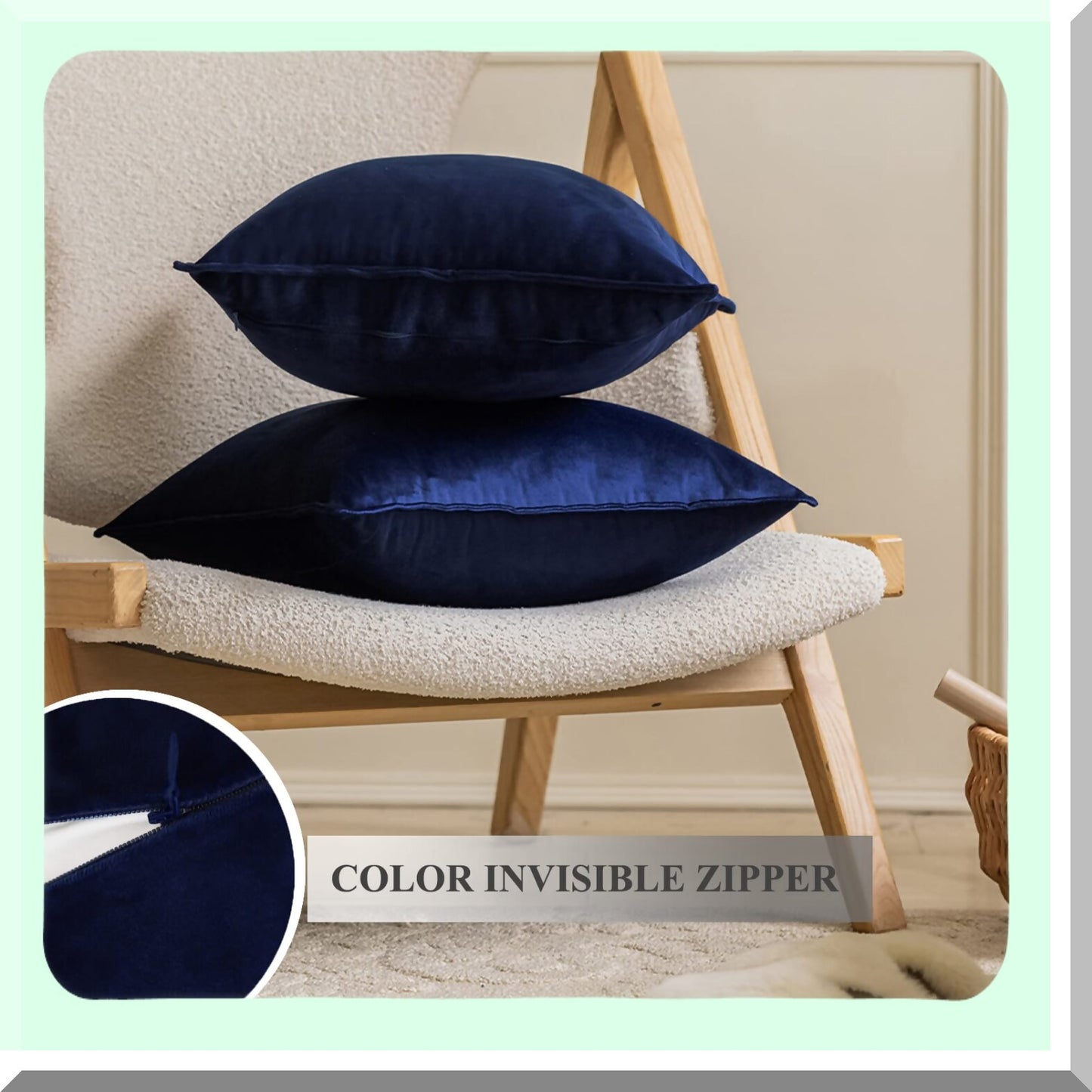 Navy Blue Velvet Throw Pillow Covers - Set of 2 | Soft Decorative Cushion Covers for Couch, Sofa, Bed | 18x18 Inches Square | Living Room, Car