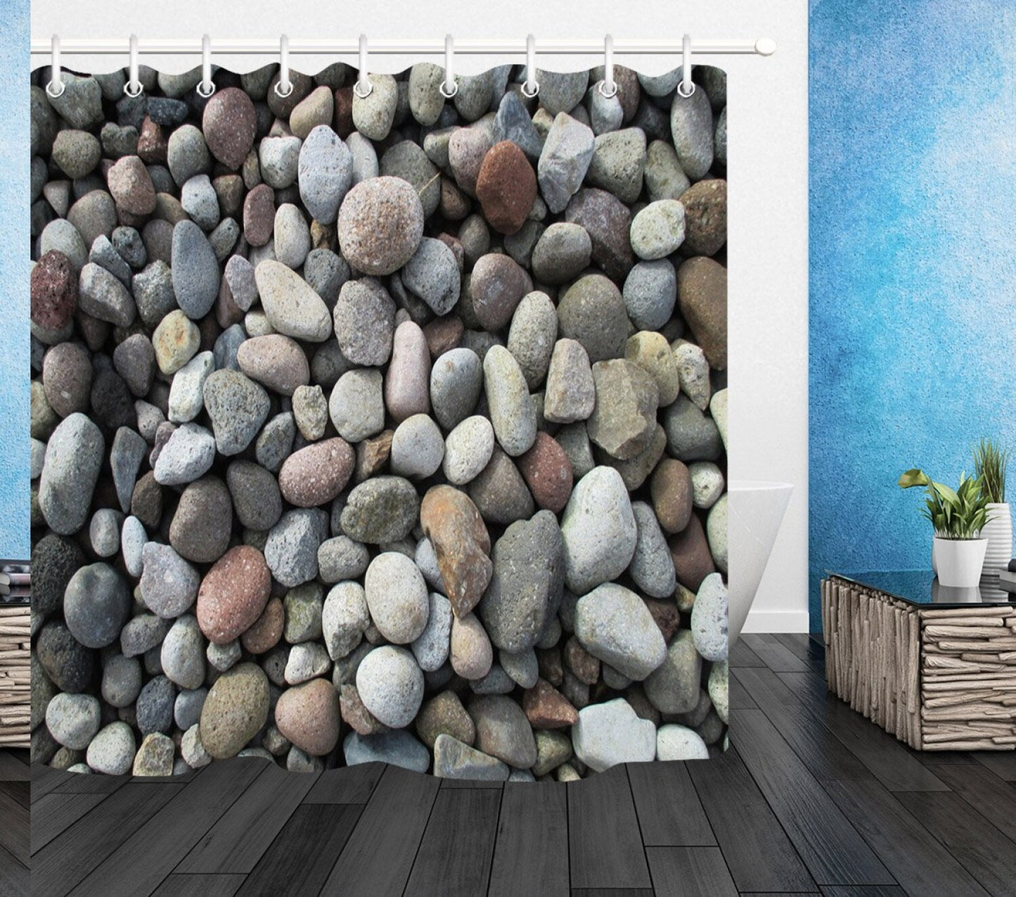 Stones Shower Curtain River Bed Gravel 72x72