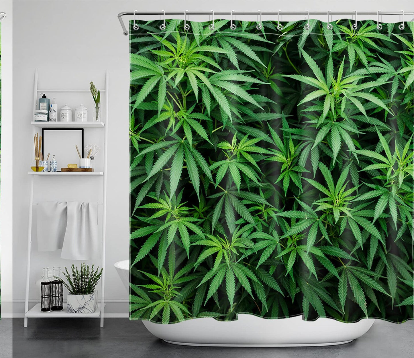 Marijuana Leaf Green Shower Curtain 72x72 inch