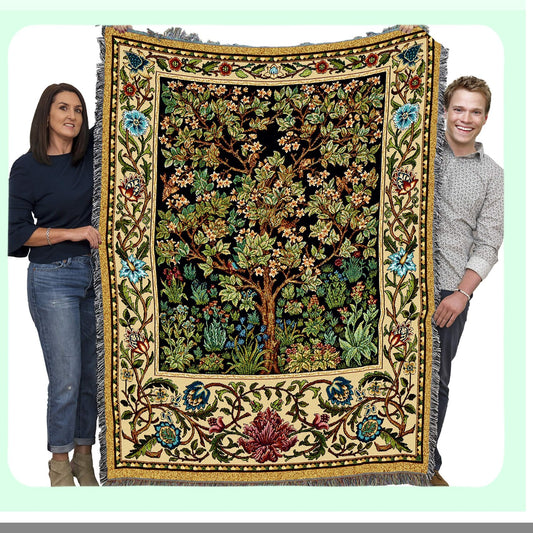 Tree of Life Cotton Tapestry Blanket - 72x54 Woven Art Throw, Perfect Gift Made in USA