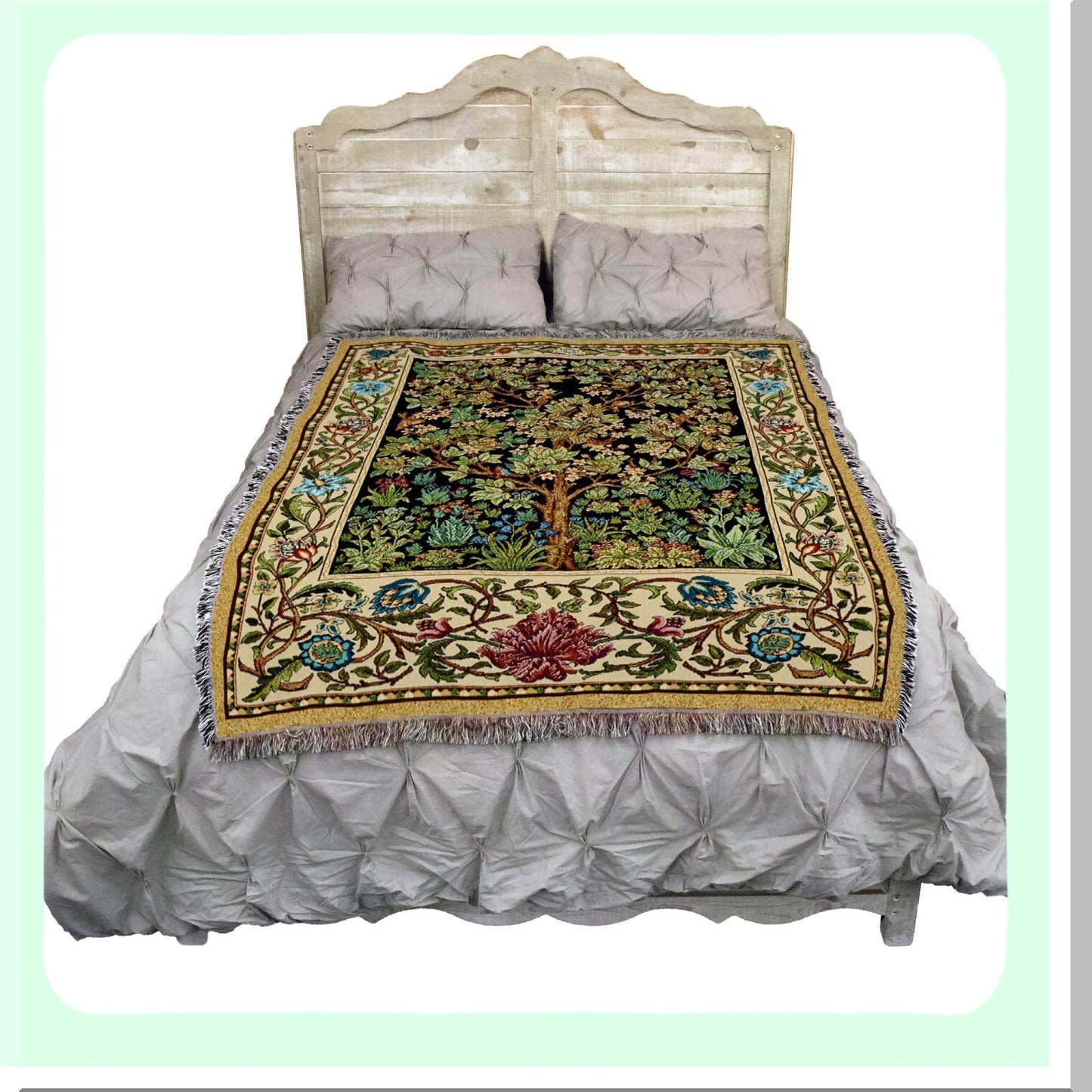 Tree of Life Cotton Tapestry Blanket - 72x54 Woven Art Throw, Perfect Gift Made in USA