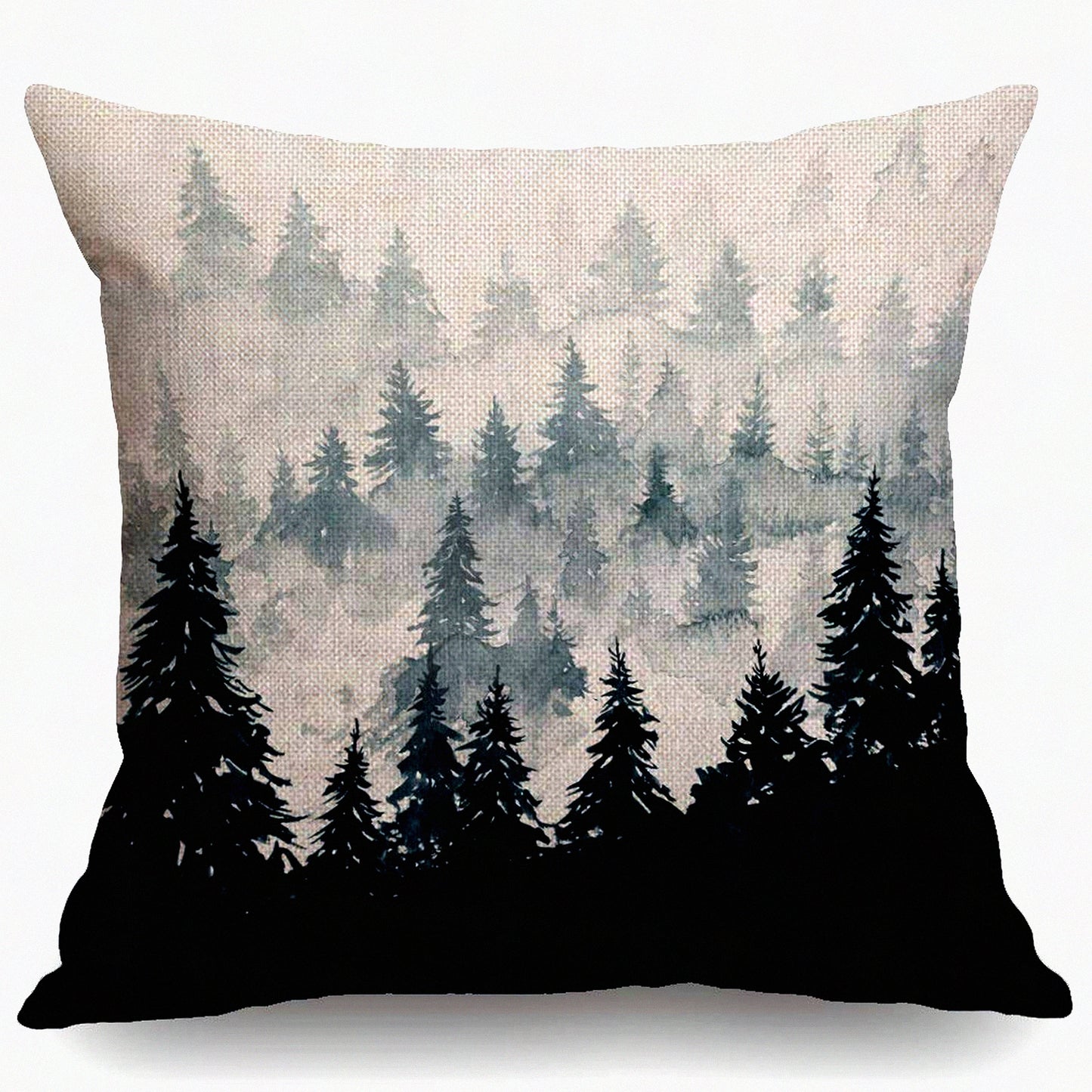 Mountain Mist Watercolor Farmhouse Pillow Covers - Set of 2 Decorative Square Pillow Covers 18x18 Inches for Rustic Home Decor - Farmhouse Chic