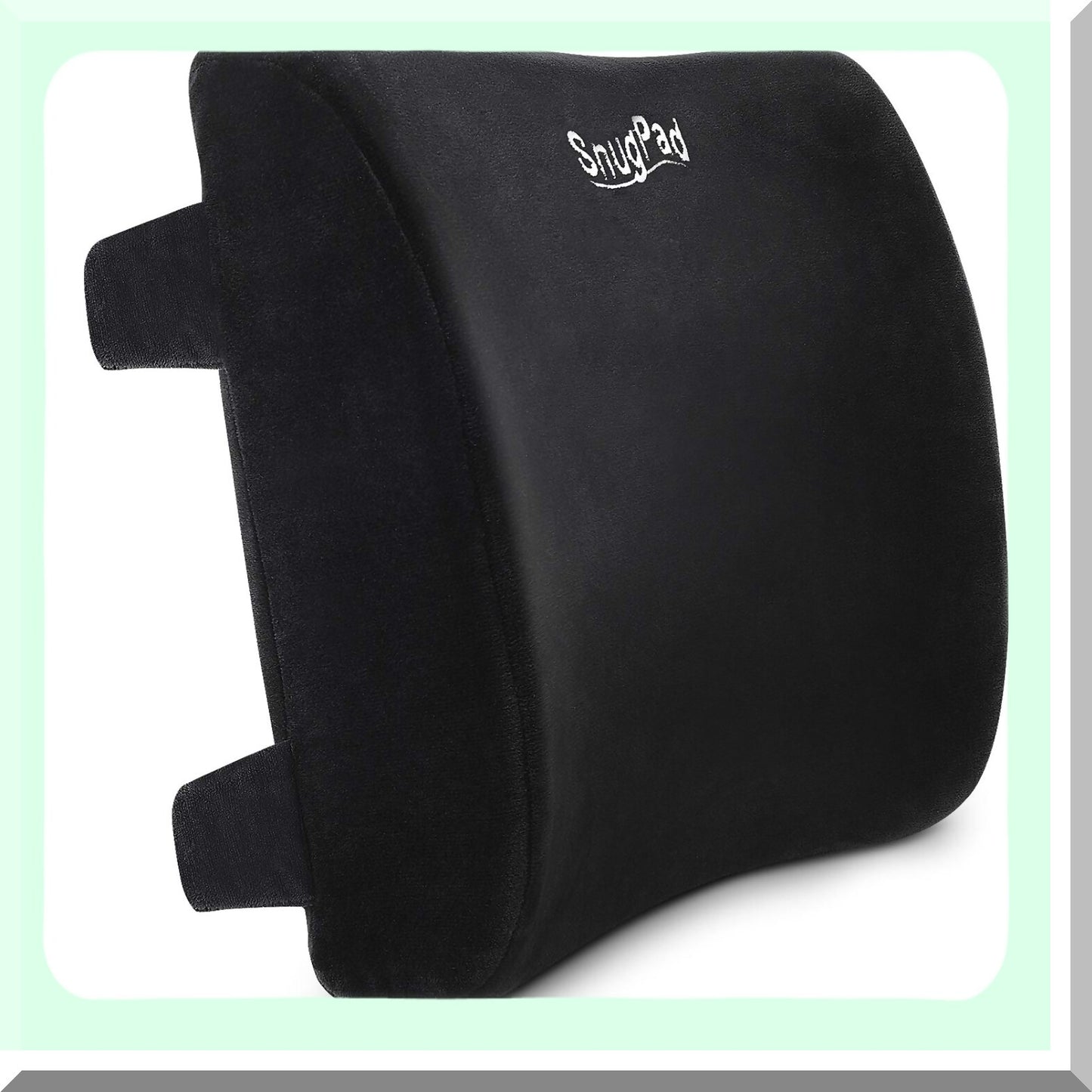 ErgoSupport Memory Foam Lumbar Seat Cushion - Lower Back & Coccyx Support - Washable Velvet Covers - Non-Slip Bottom - Office & Car Seats - Black