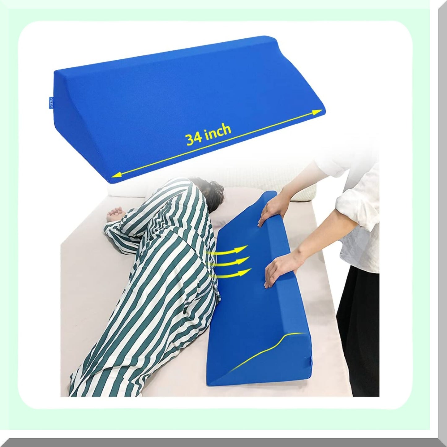 SleepEase Body Positioning Wedge - Inclined Foam Pillow for Adults, Hospital Sleepers, Pressure Ulcer Treatment & Nursing Support - 34" Large Size