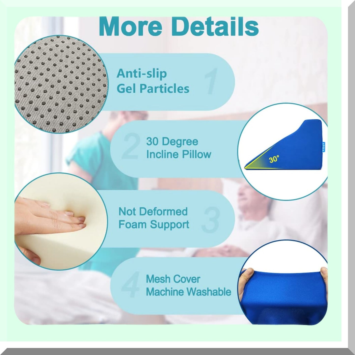 SleepEase Body Positioning Wedge - Inclined Foam Pillow for Adults, Hospital Sleepers, Pressure Ulcer Treatment & Nursing Support - 34" Large Size