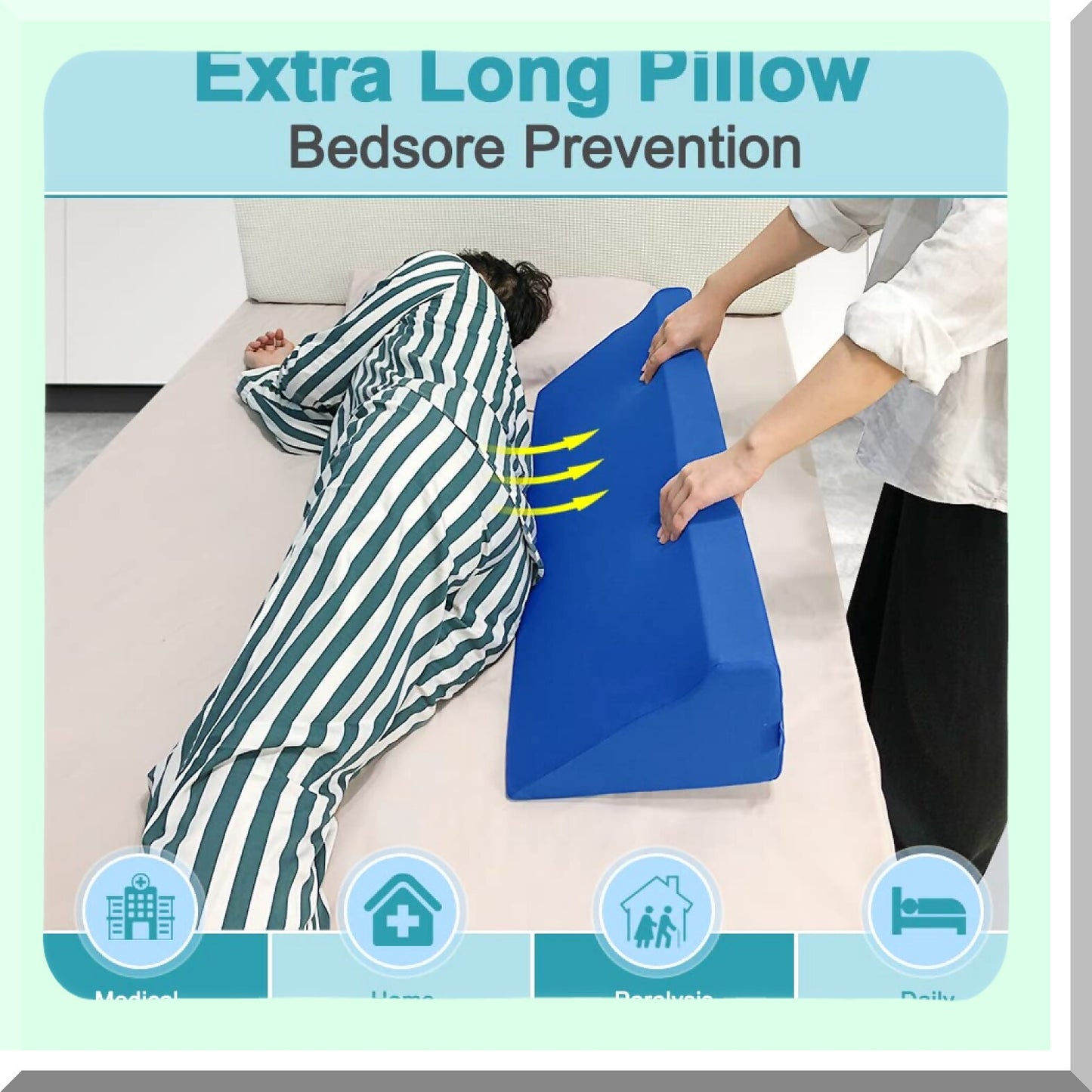 SleepEase Body Positioning Wedge - Inclined Foam Pillow for Adults, Hospital Sleepers, Pressure Ulcer Treatment & Nursing Support - 34" Large Size