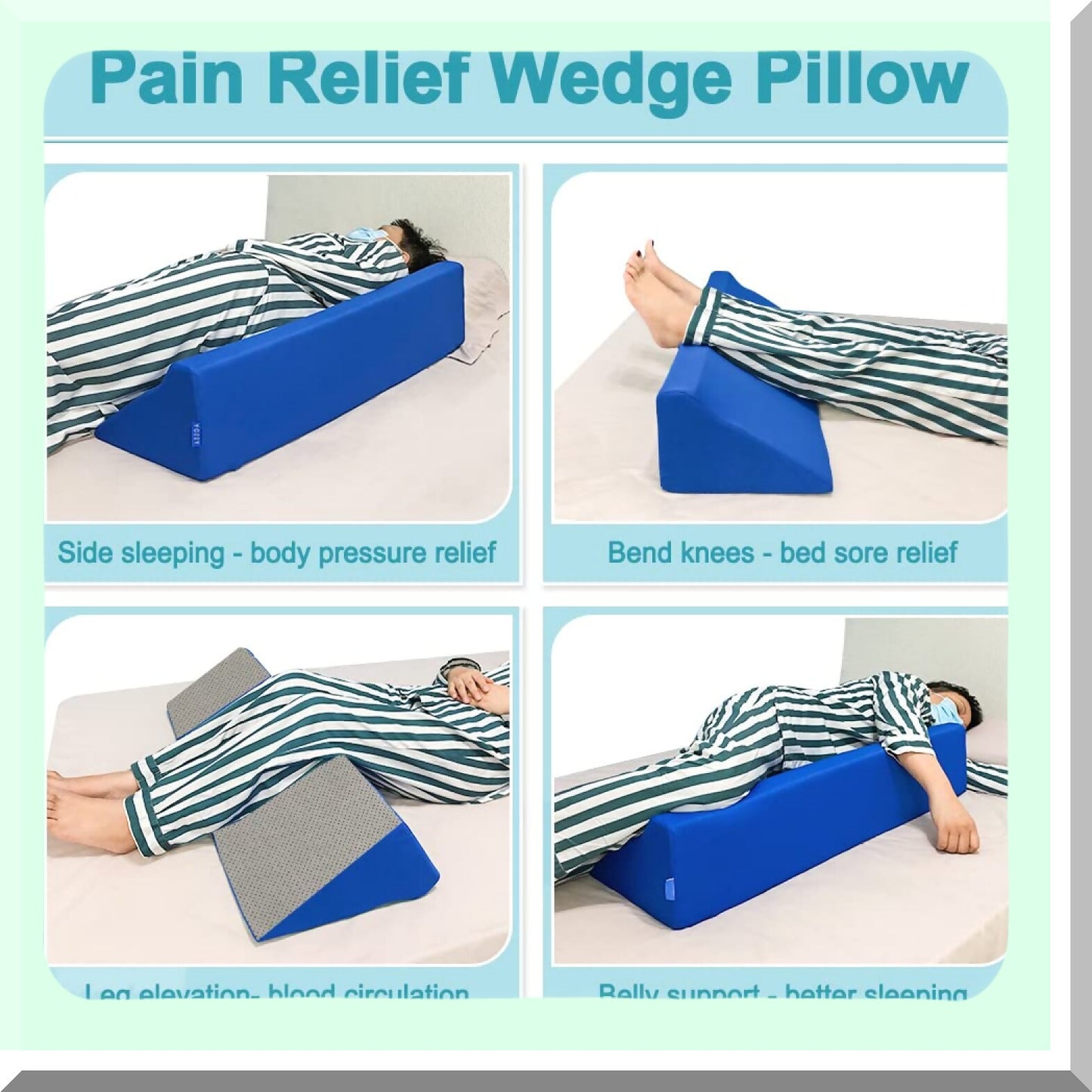 SleepEase Body Positioning Wedge - Inclined Foam Pillow for Adults, Hospital Sleepers, Pressure Ulcer Treatment & Nursing Support - 34" Large Size