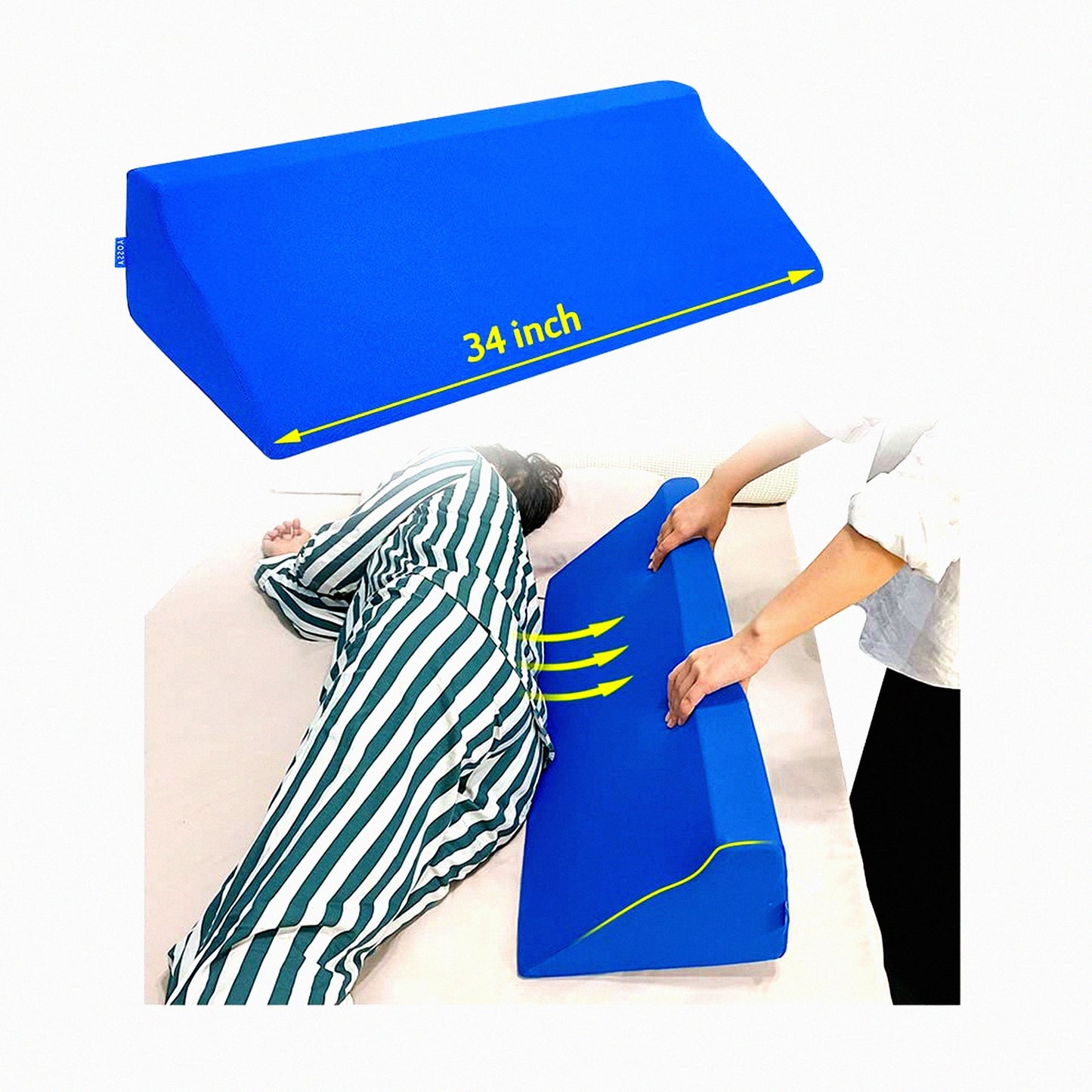 SleepEase Body Positioning Wedge - Inclined Foam Pillow for Adults, Hospital Sleepers, Pressure Ulcer Treatment & Nursing Support - 34" Large Size