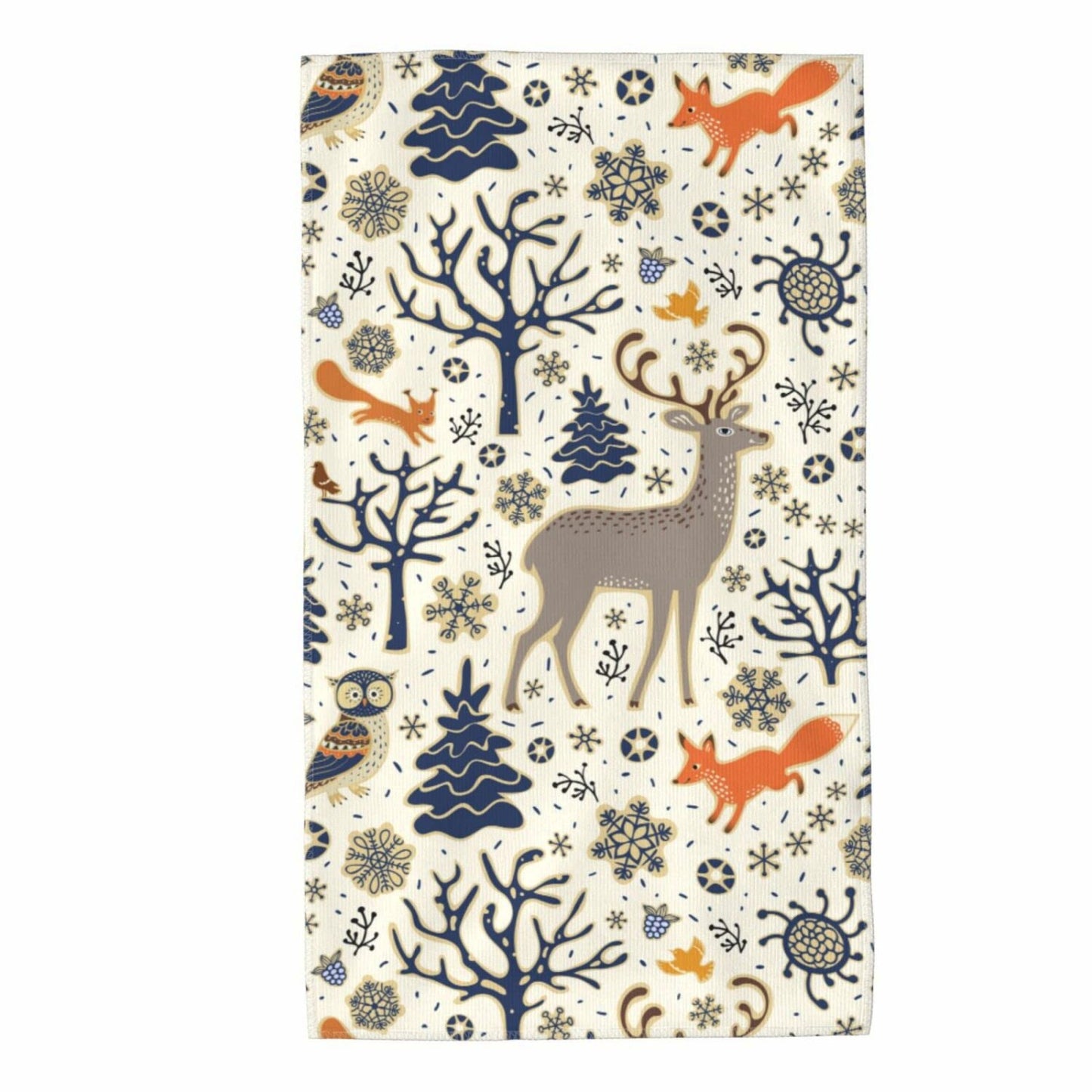 Winter Forest Deer Hand Towels Set of 2 27.5x16in