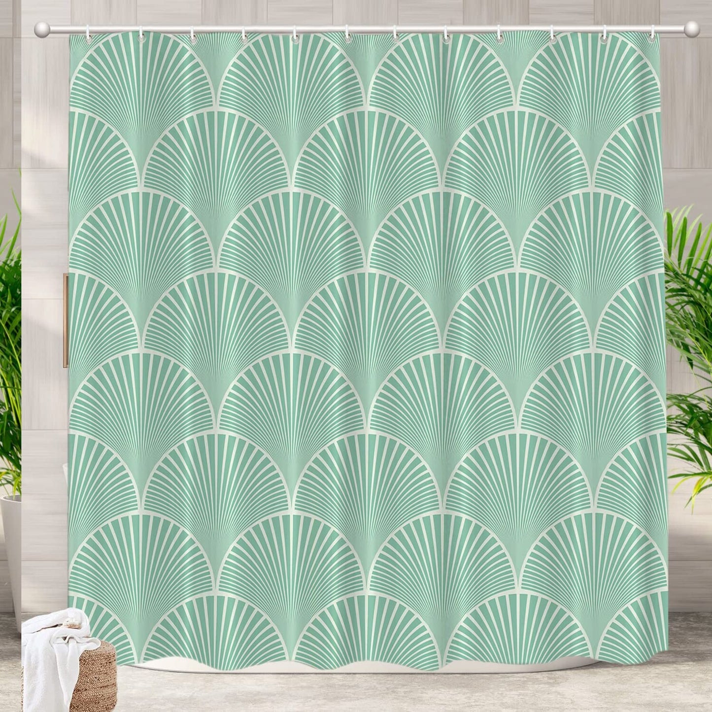 Turquoise Art Deco Dragonfly Shower Curtain 72x72 inches