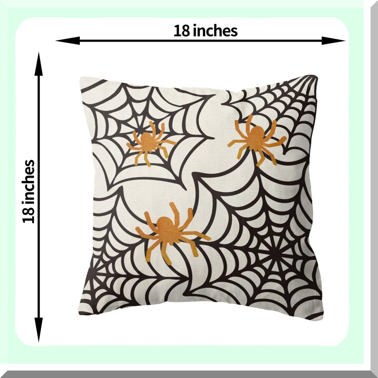 Spider Web Holiday Pillow Covers - Set of 2, 18x18 Decorative Cushion Cases for Home Couch Sofa. Perfect Outdoor Decorations in Linen Material.