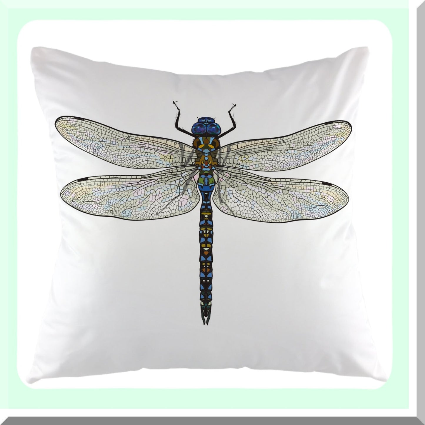 Dragonfly Wings Decorative Pillow Cover - Square Cushion Case for Sofa, Home Bedroom Living Room Decor - 18 x 18 Inch Blue Black White