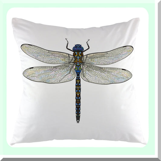 Dragonfly Wings Decorative Pillow Cover - Square Cushion Case for Sofa, Home Bedroom Living Room Decor - 18 x 18 Inch Blue Black White