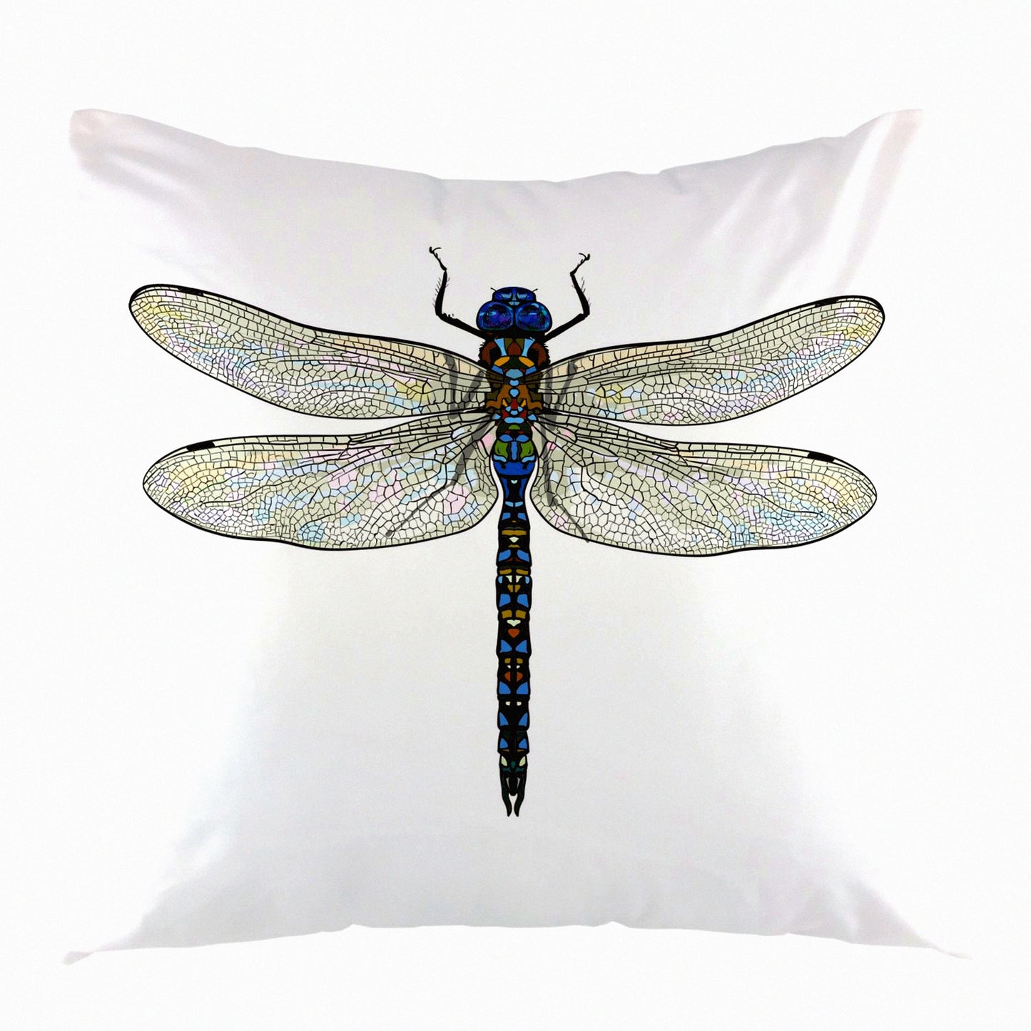 Dragonfly Wings Decorative Pillow Cover - Square Cushion Case for Sofa, Home Bedroom Living Room Decor - 18 x 18 Inch Blue Black White