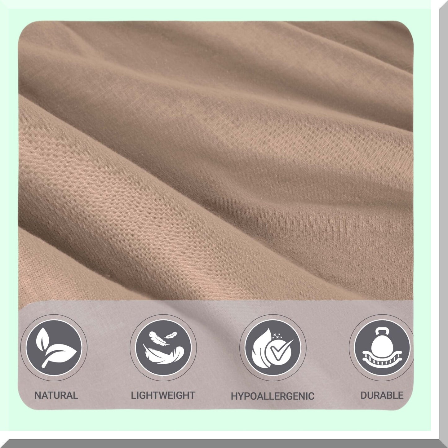 Modern Linen Cotton Blend Sheet Set - Tan - Oversized Fitted Sheet, Flat Sheet, Pillowcases - Bedroom Decor Essentials - Solid Bedding - Size Queen/King