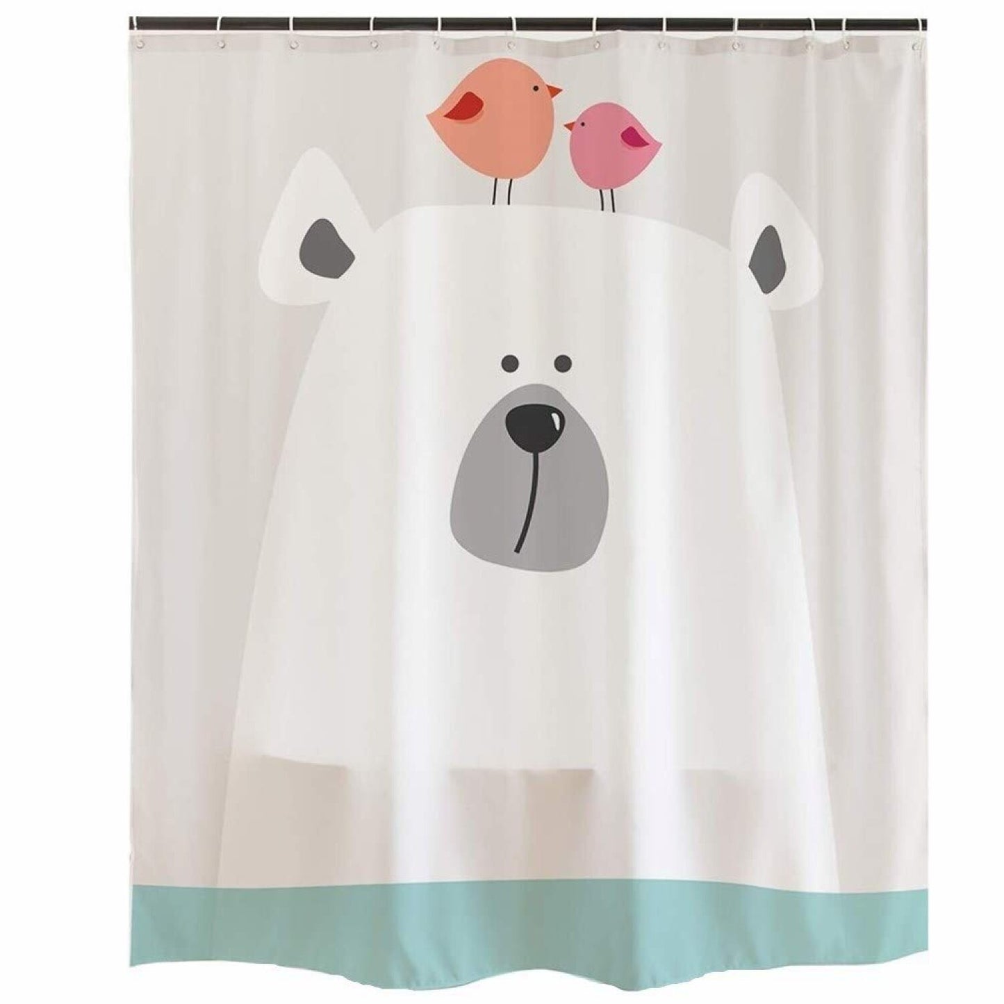 Cartoon Kids Shower Curtain Set with Hooks Gray 72x72 inch