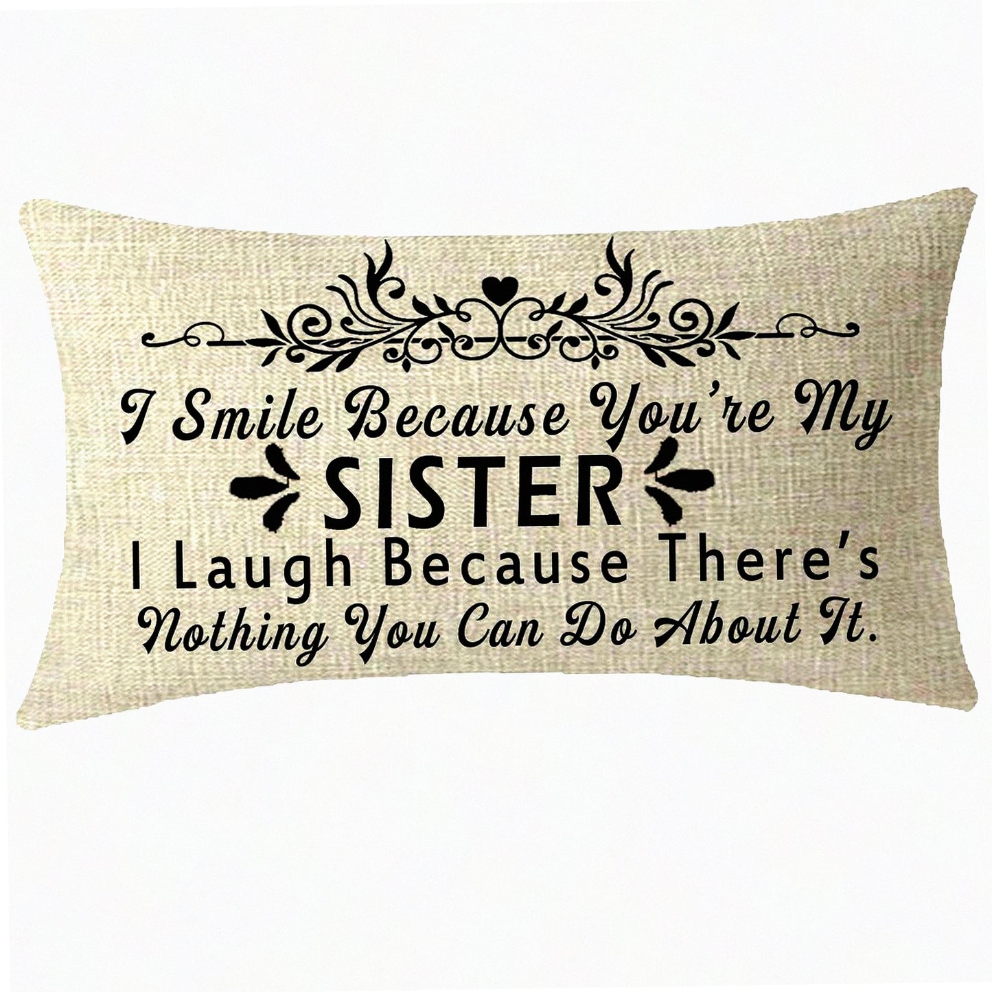 Sisterly Love Lumbar Pillow Cover - Cotton Linen Throw Cushion for Couch Sofa Decor - 12x20 inches - Gift for Sister and Friends - You're My Sister