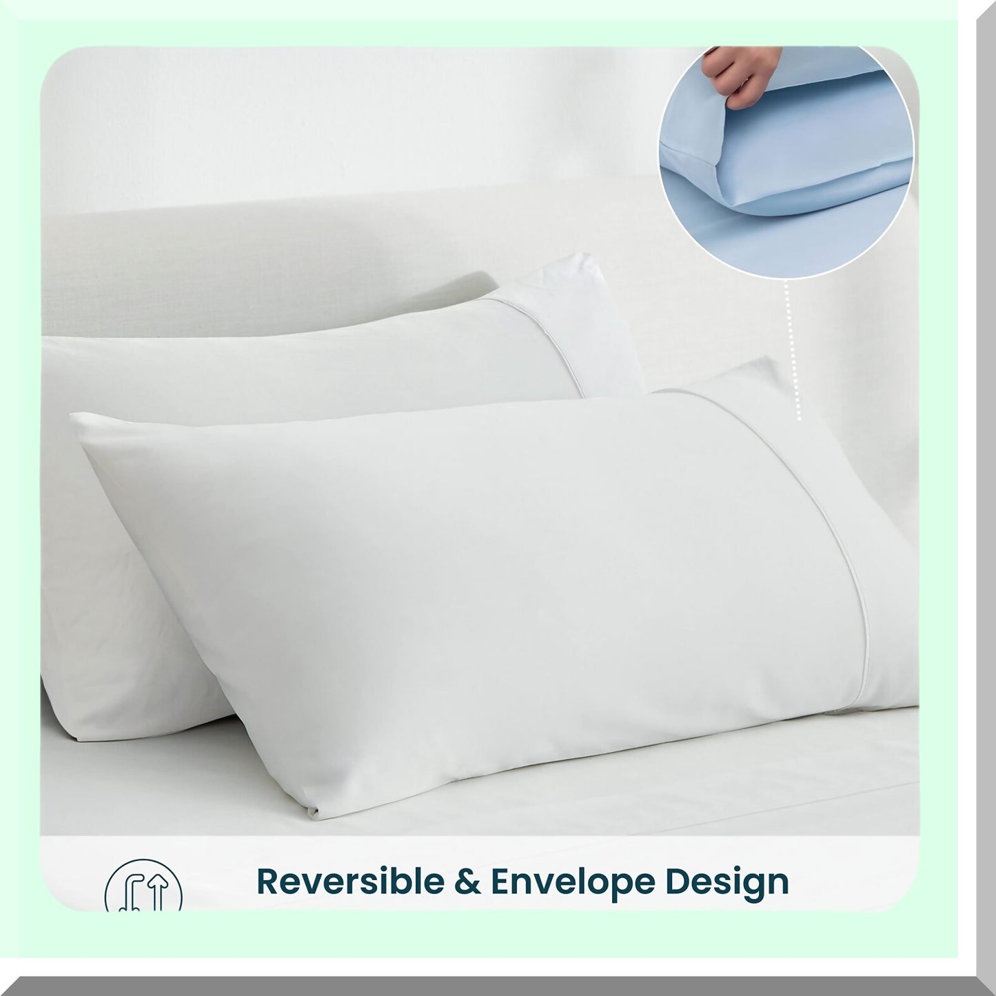 CoolBamboo Silky Queen Pillowcase Set - 2 Pack, Luxe Cooling Pillowcases for Hot Sleepers, 100% Rayon, Envelope Closure, Reversible Design - Hair & Face Friendly (20x30)