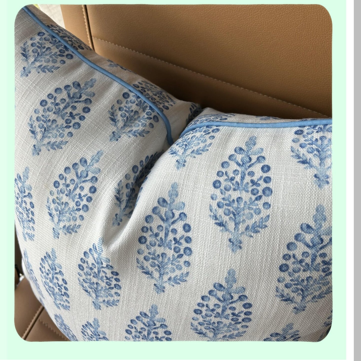 Blue Paisley Square Throw Pillow Cover - Farmhouse Decor Accent for Sofa, Chair, Couch & Bedroom - 22x22 Inches - Living Room Cushion Case