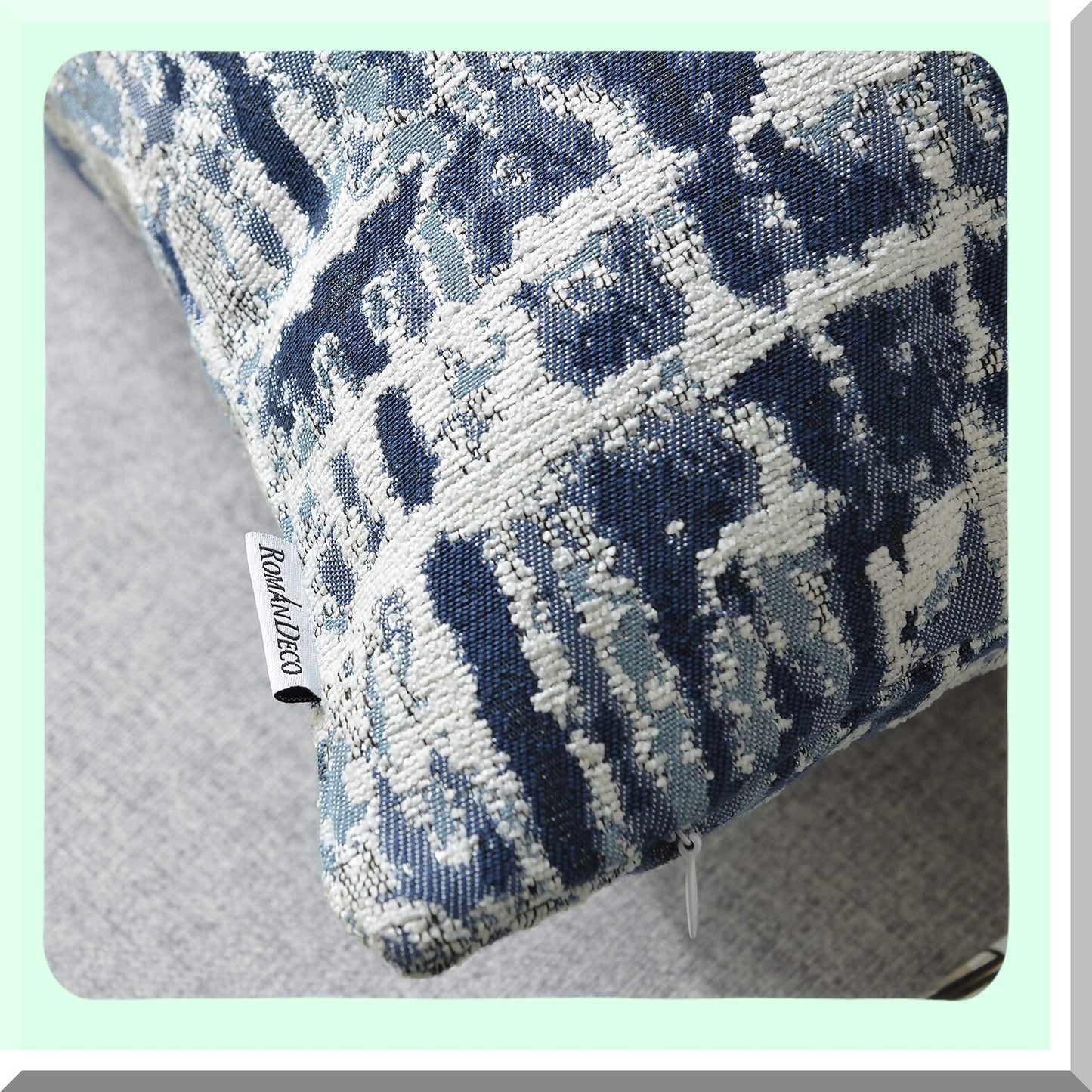 Navy Blue Striped Jacquard Throw Pillow Covers - Set of 2, 18x18 Inch Decorative Cushion Cases for Couch, Sofa, Bedroom - Soft & Stylish Home Decor Accessory