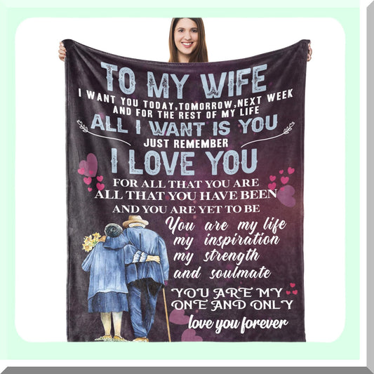 Romantic Embrace: Luxurious Throw Blanket for Wife - Perfect for Mother's Day, Birthday, or Anniversary