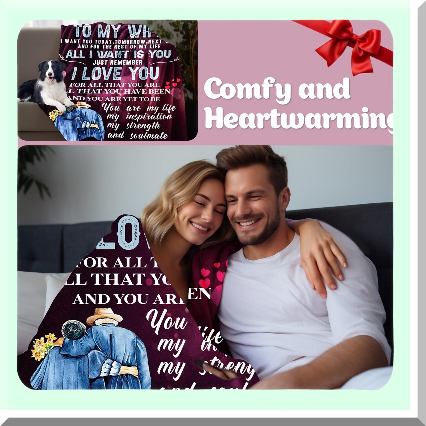 Romantic Embrace: Luxurious Throw Blanket for Wife - Perfect for Mother's Day, Birthday, or Anniversary