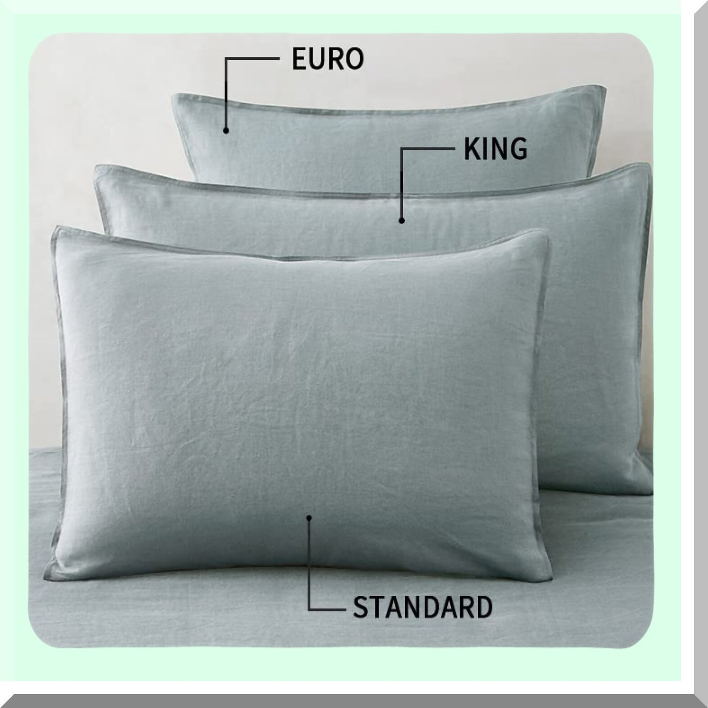 Cooling Linen Pillowcase Set - Standard Sham 20x26 Inch Bed Protector Cover - Dusty Blue Bedding Neutral Shams - Pack of 2