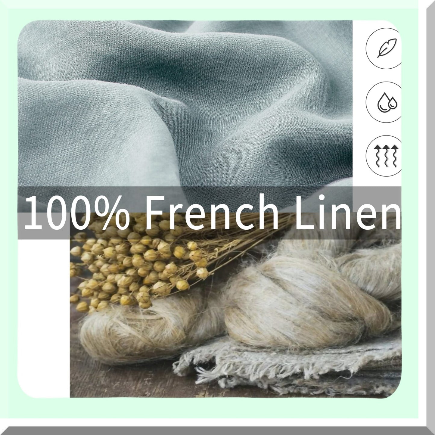 Cooling Linen Pillowcase Set - Standard Sham 20x26 Inch Bed Protector Cover - Dusty Blue Bedding Neutral Shams - Pack of 2