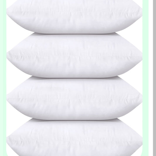 White Bliss Decorative Pillow Set - 20x20 Inch Sofa & Bed Pillows (Pack of 4) - Couch Throw Pillow Stuffers - Home Decor Accent Pillows