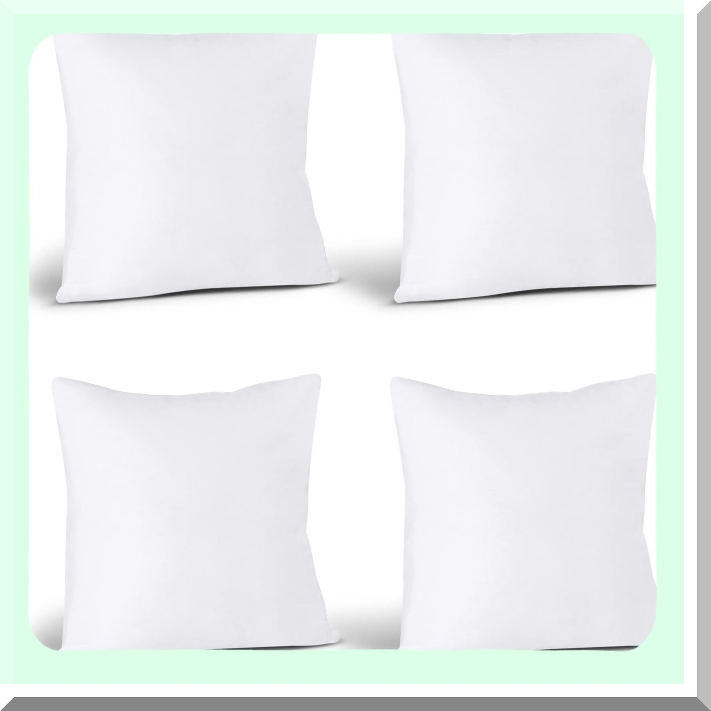 White Bliss Decorative Pillow Set - 20x20 Inch Sofa & Bed Pillows (Pack of 4) - Couch Throw Pillow Stuffers - Home Decor Accent Pillows