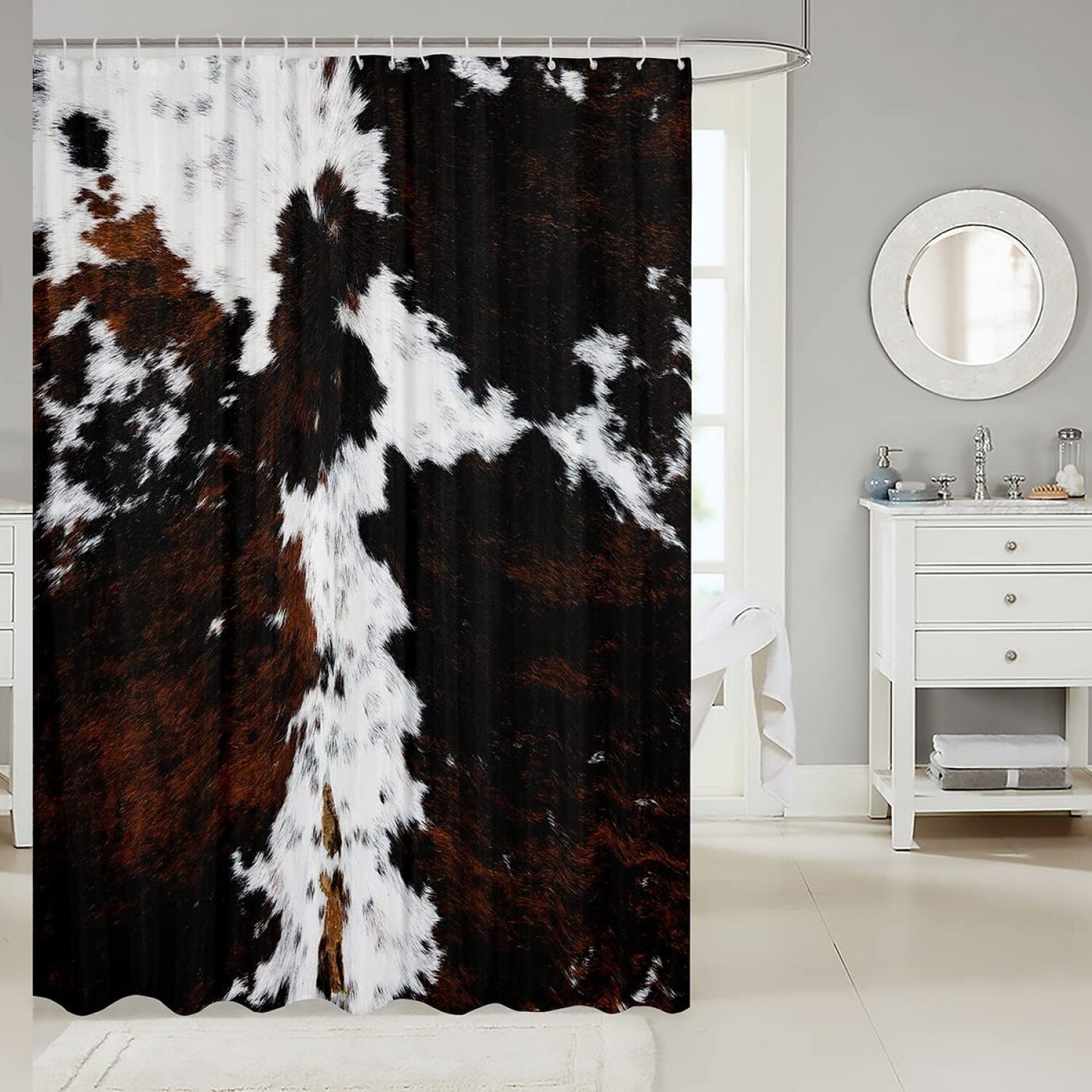 Farmhouse Cowhide Print Waterproof Shower Curtain 72" x 72"