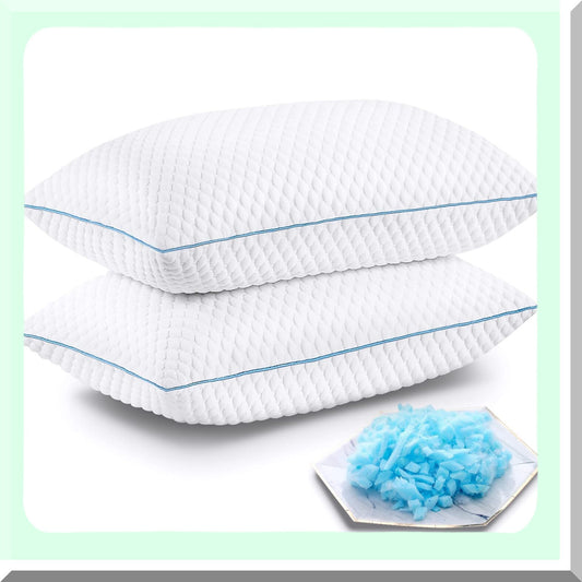 CoolDream Memory Foam Pillows - Queen Size 2 Pack, Hotel Luxury Cooling Gel Bed Pillows for Side and Back Sleepers, Adjustable Loft 20 x 30 Inches